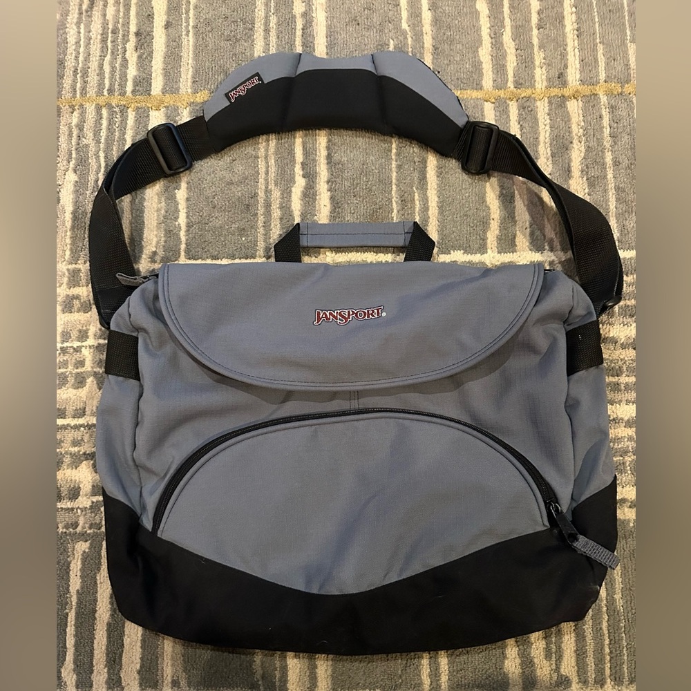 JanSport Grey and Black Men's Messenger / Laptop Bag Y2K Vibes!
